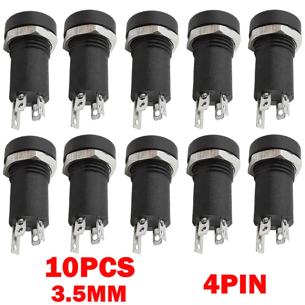 10x 3.5mm Audio Female Jack Socket 4 Pole Stereo Panel Mount Adapter