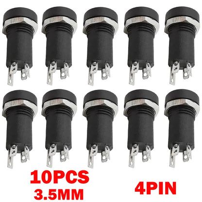 10x 3.5mm Audio Female Jack Socket 4 Pole Stereo Panel Mount Adapter