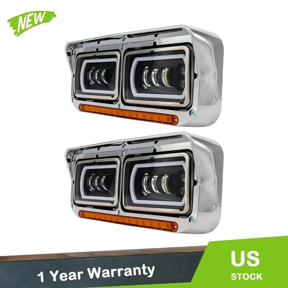 LED DRL Projector Headlights for Kenworth W900, Western Star 4800 (1981–2019)