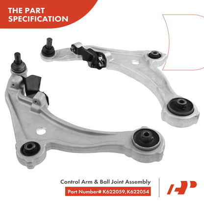Set of 4 Front Lower Control Arm Ball Joints Tie Rod for Nissan Maxima (2009–2014) - 545019N00A, 545009N00A, K622059, K622054, ES800357, ES800358