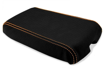 Console Lid Armrest Cover for Chevrolet Camaro (1982–1992) Carbon Fiber Orange Stitch