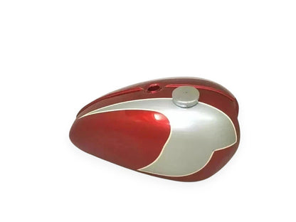 Petrol Fuel Gas Tank with Cap for Triumph T120 (Cherry & Silver)