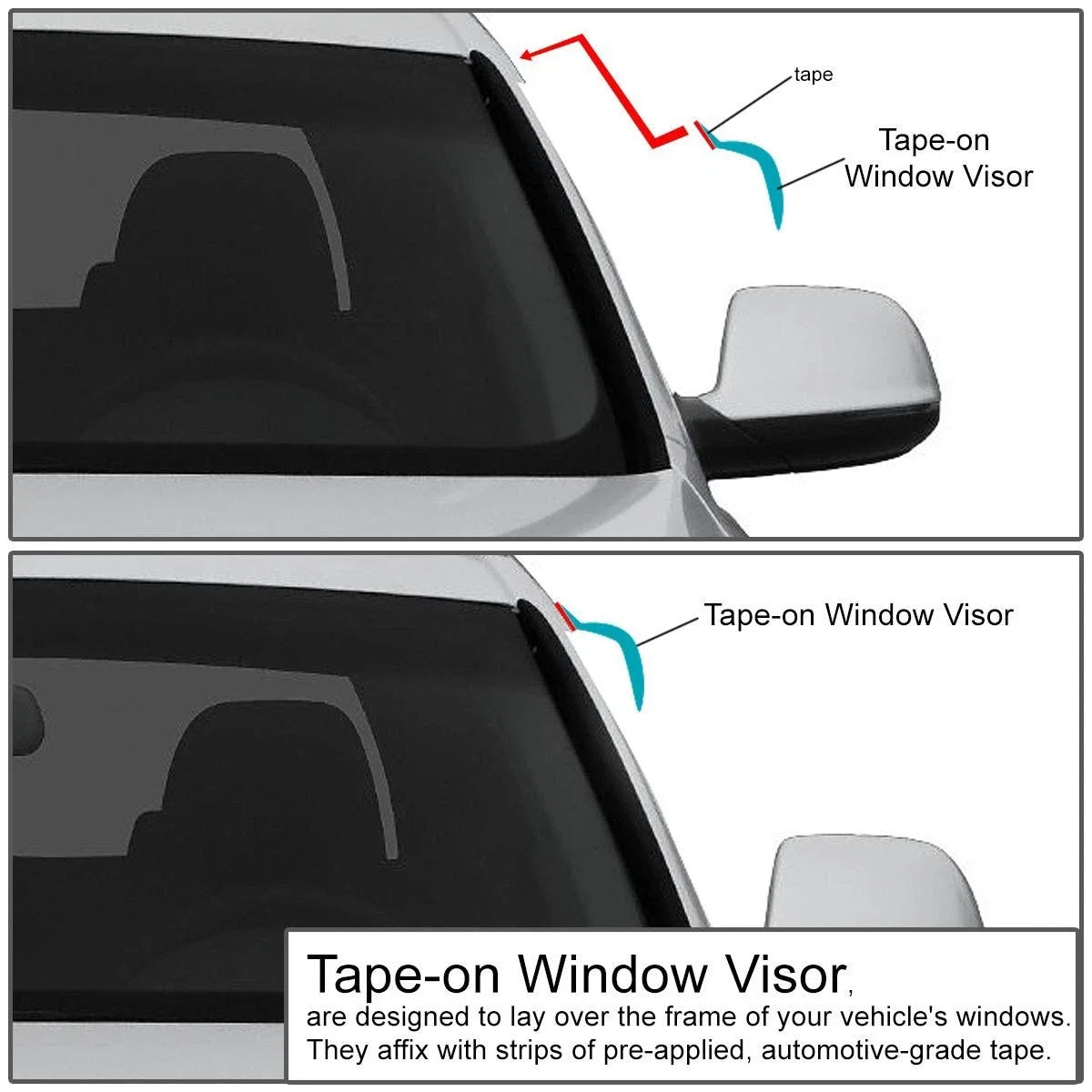 2X Window Visor Wind Deflector for Ford Mustang GT (2005–2009) Smoke Tint