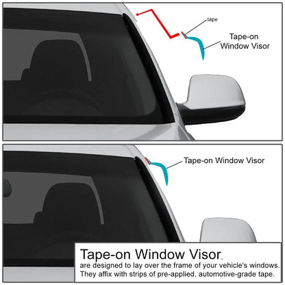2X Window Visor Wind Deflector for Ford Mustang GT (2005–2009) Smoke Tint