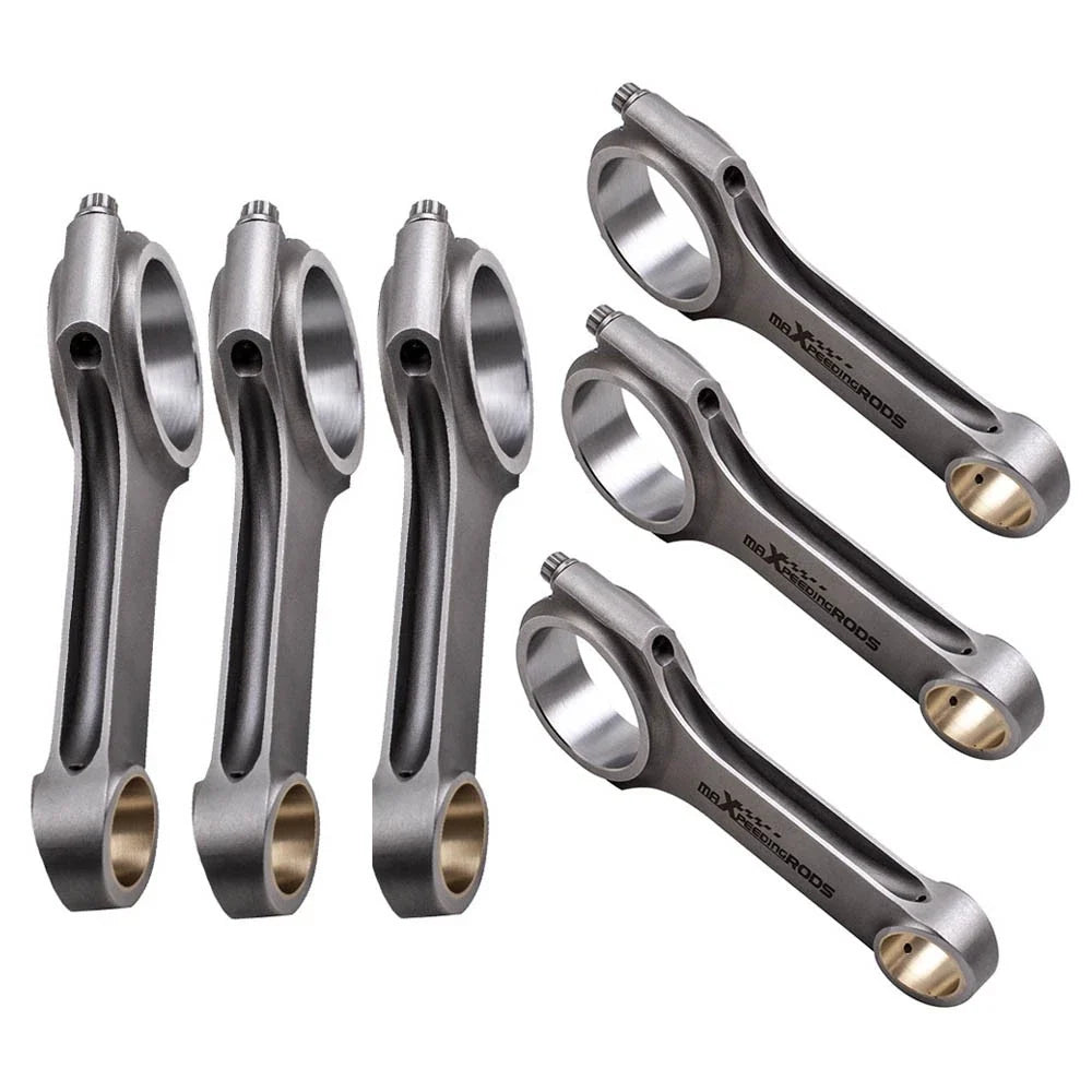 Set of 6 Forged H-Beam Connecting Rods with ARP2000 Bolts for BMW N54B30 (2007–2010)
