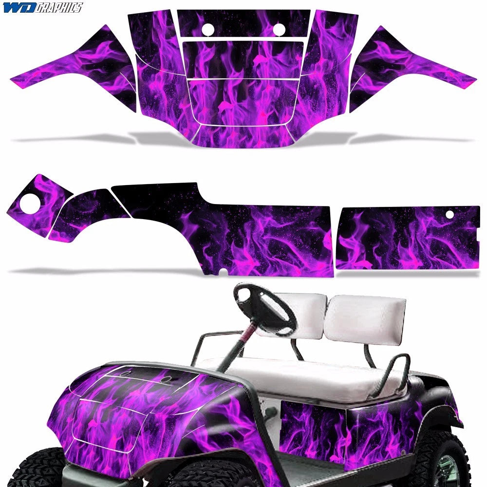 Flames Graphics Kit Decal Sticker for Yamaha Golf Cart (1995–2006)