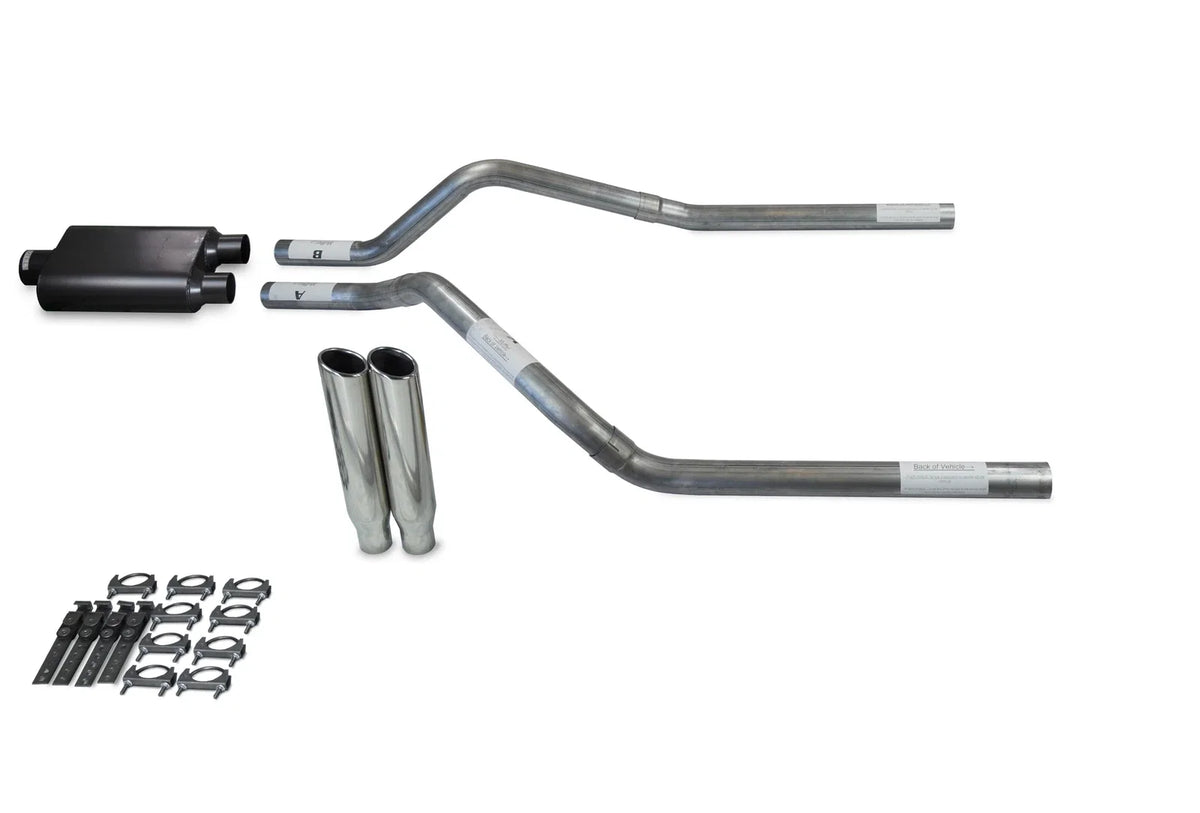 Dual Exhaust Kit for GMC Jimmy (1995–1999) 2.5" 2 Chamber Muffler Clamp Tips