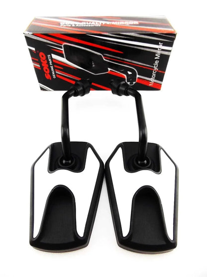 Black White Hex Soko Mirrors for Yamaha SRX400 (1985-1997)