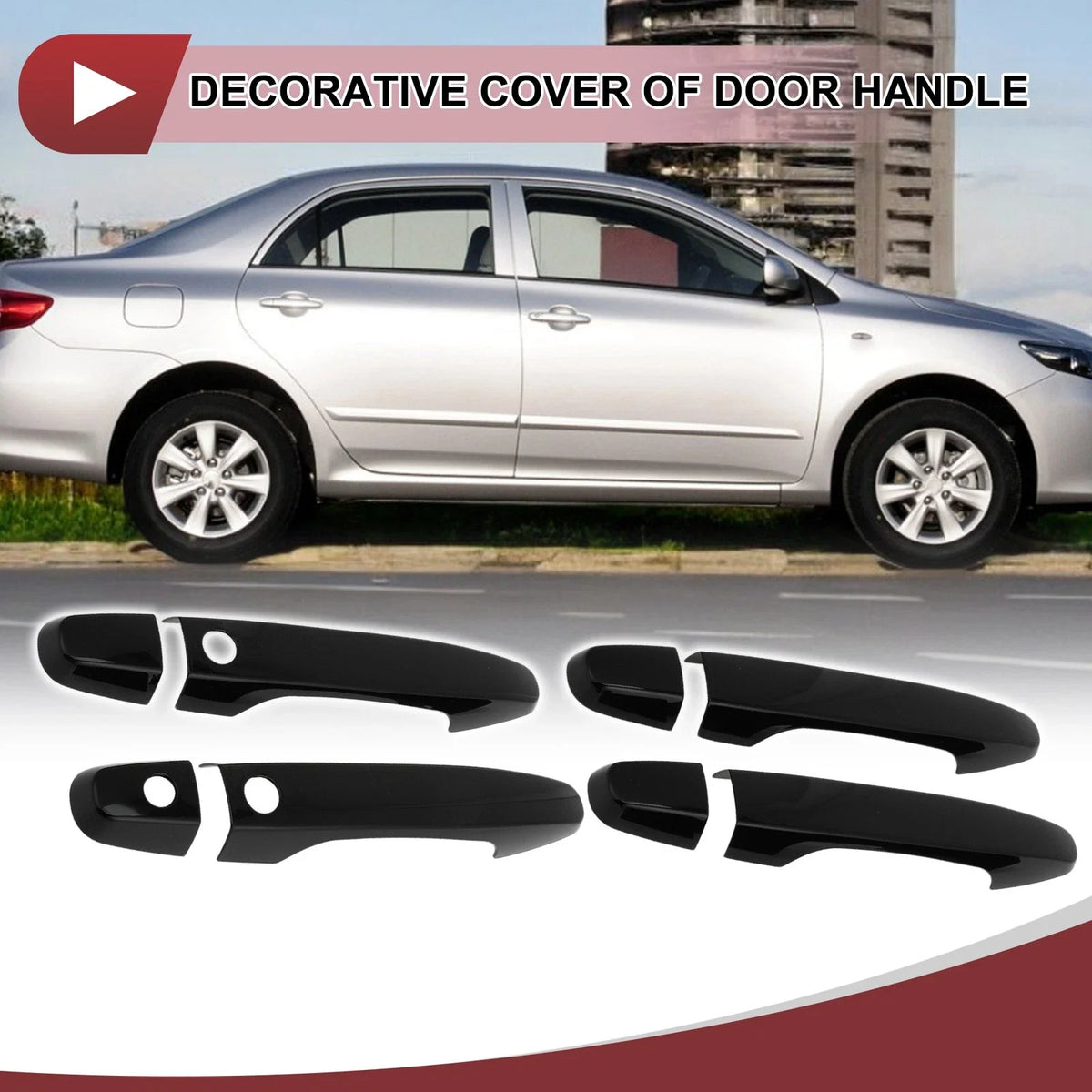 Set of 4 Car Door Handle Covers for Honda CR-V (2012–2016) Gloss Black ABS
