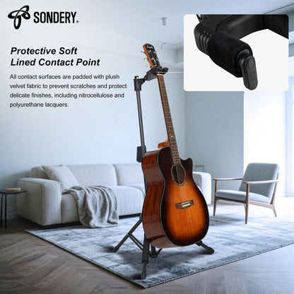 Guitar Stand for Any Guitar, Bass - Foldable Black