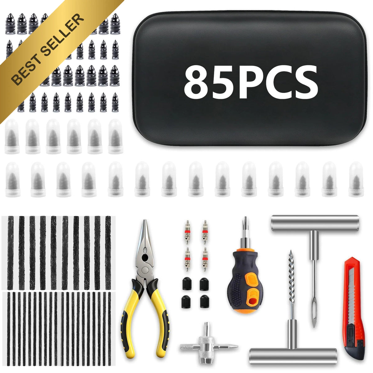 Tire Repair Kit for Car RV SUV Motorcycle Bike (Screw Type, T Handle)