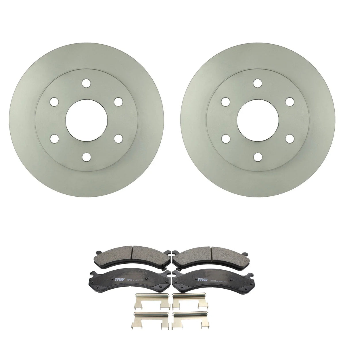 Set of 2 Bosch QuietCast Front Rotors & TRW Pro Metallic Brake Pads for Sierra 1500 HD