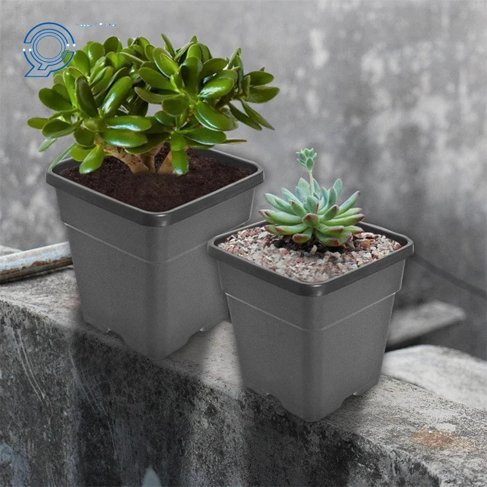 Set of 10 Square Black Nursery Pots for Garden Use (1 Gallon)