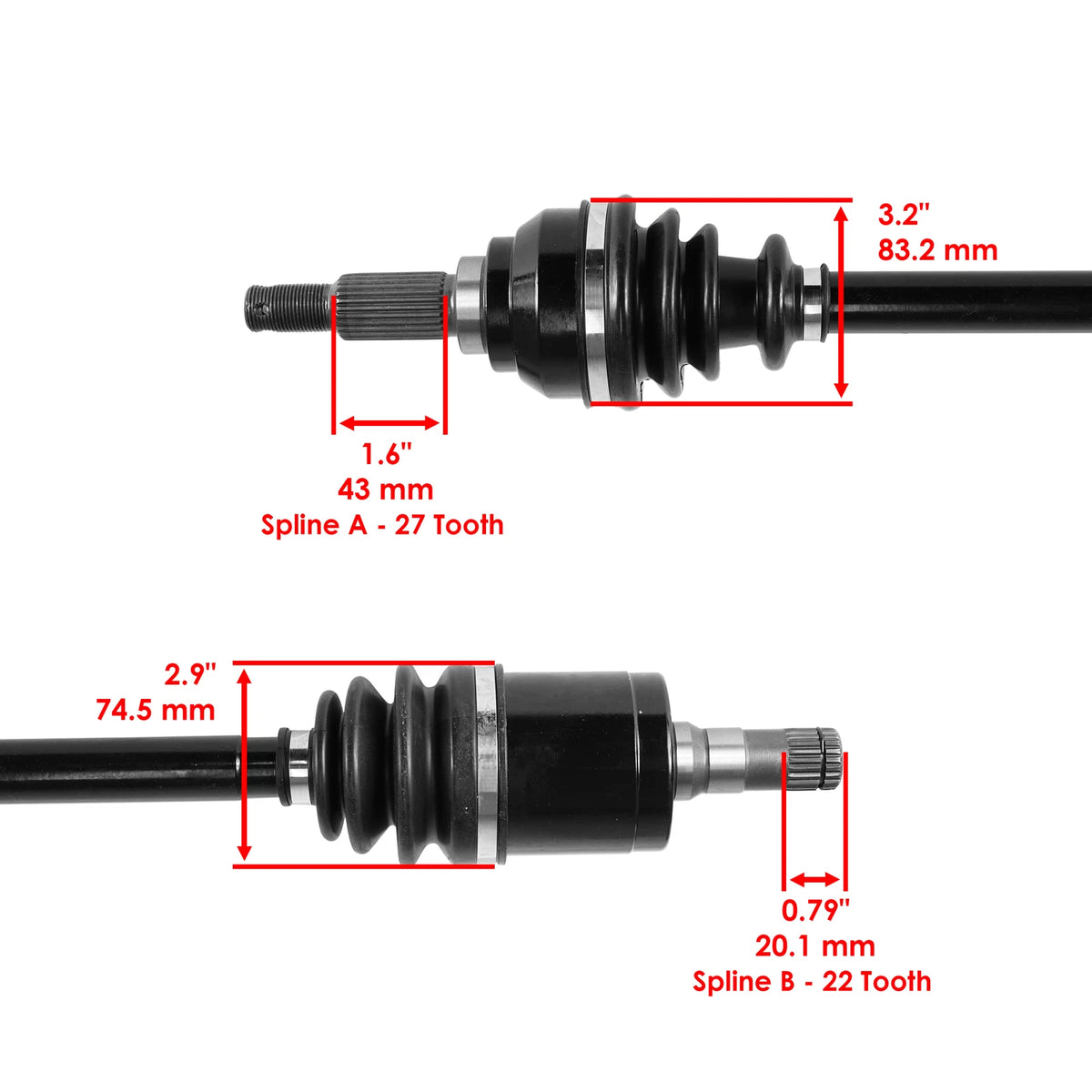 Set of 2 CV Joint Axles for John Deere Gator XUV 4X4 (2007–2010) SK3663AX235GR