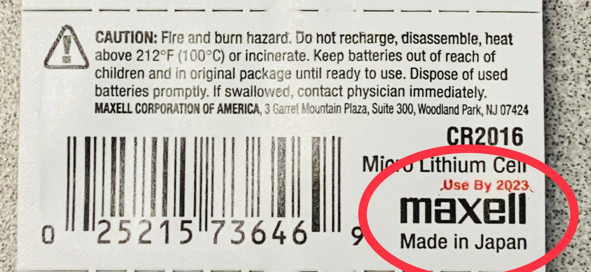 5x Maxell CR2016 3V Lithium Battery for (Made in Japan)