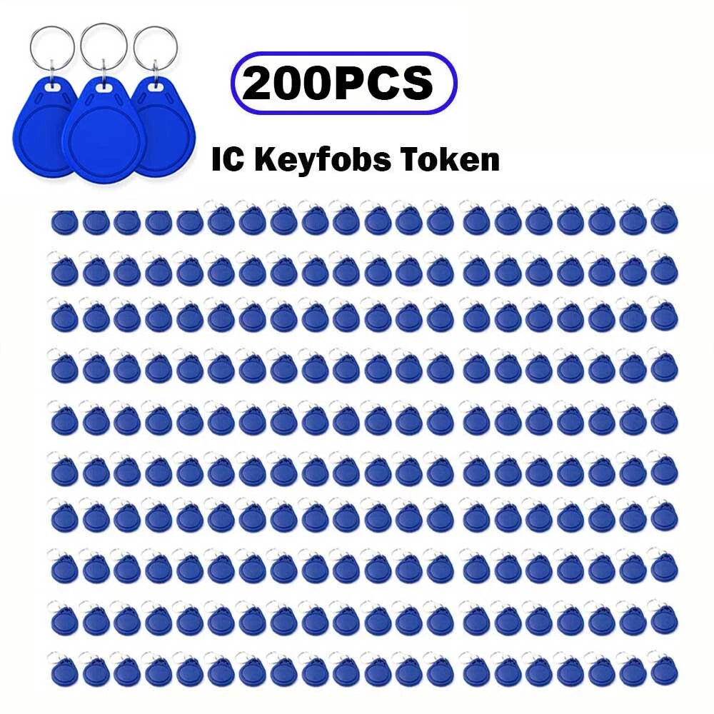 200PCS RFID IC Card Key Tags Keyfobs NFC Tag Keychain 13.56MHz Blue