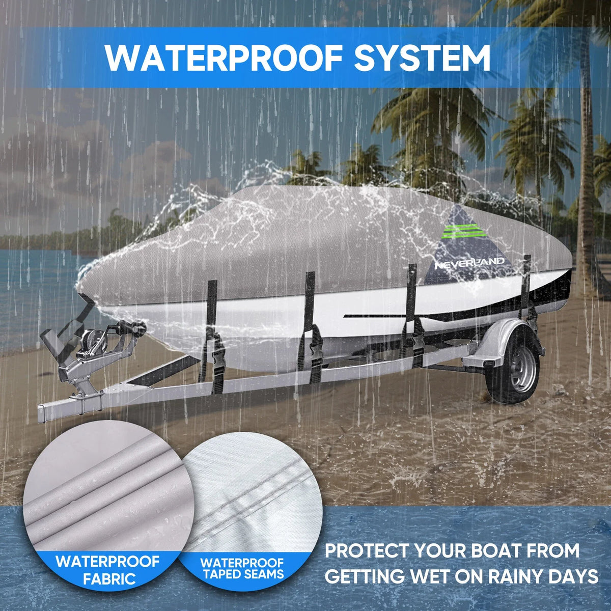 Pontoon Boat Cover for Neverland 14-24 ft (Waterproof, UV, Heavy Duty)
