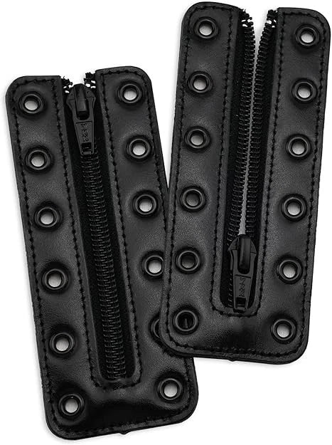 Leather Lace-in Boot Zipper Inserts for All Brands - Tieless Shoe Laces, 6 Pack