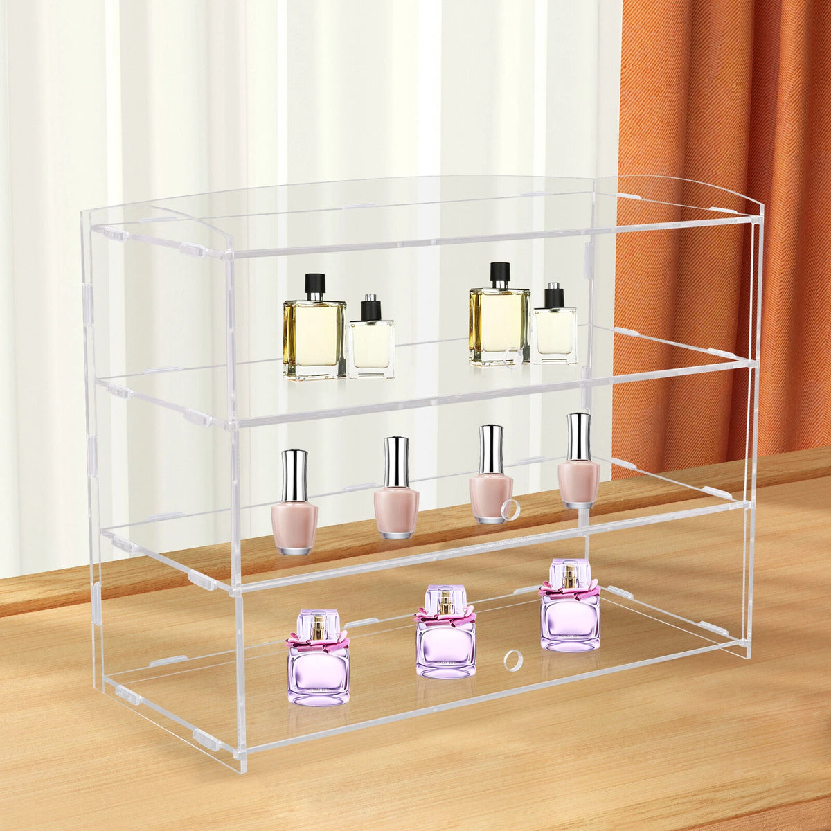 3-Tier Acrylic Jewelry Display Case for Home Store