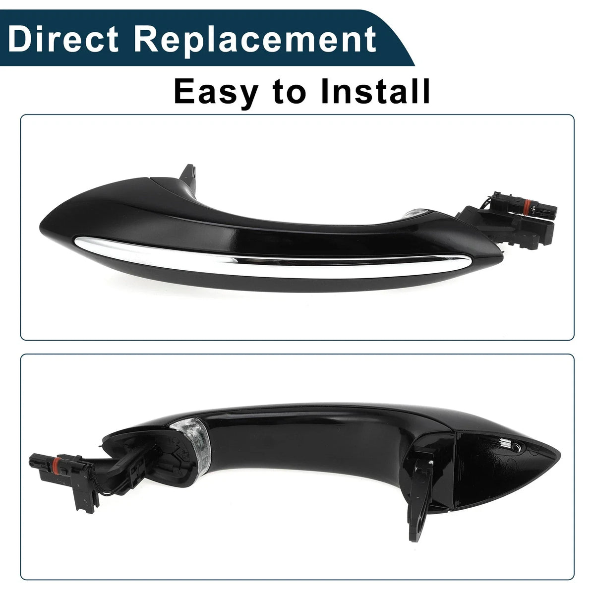 Exterior Door Handle for BMW F07 F10 Rear Left Black Silver Tone