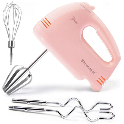 Electric Hand Mixer 7 Speed for Kitchen (Portable, Pink)