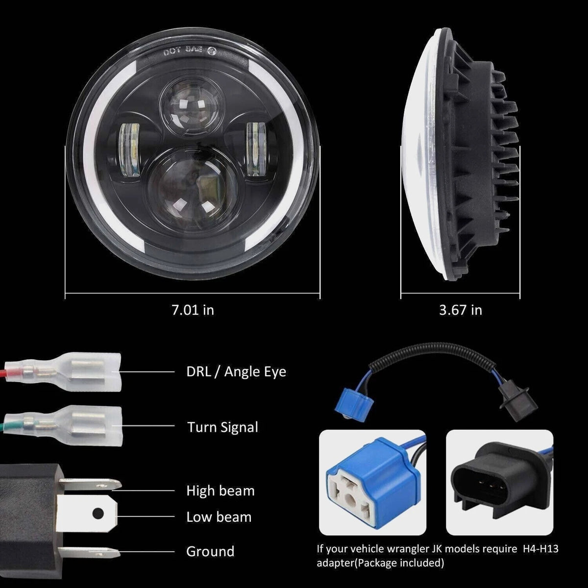 7" LED Projector Headlight for Royal Enfield Himalayan (2018–2019)