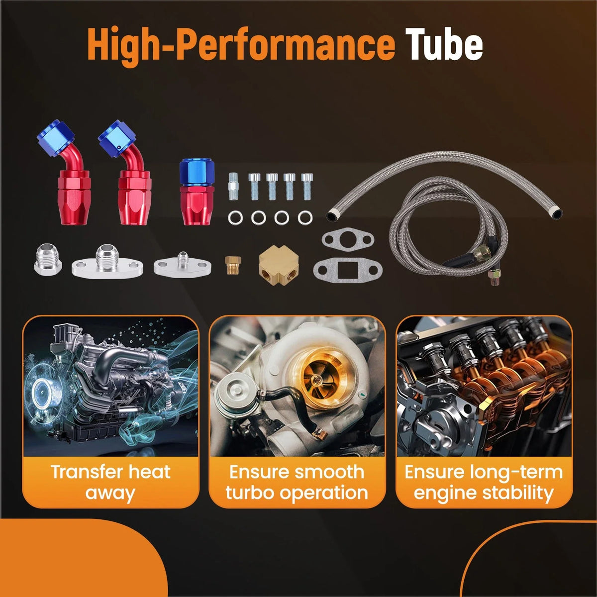Turbocharger Oil Feed & Drain Return Line for Universal T3/T4/T6/GT45/T04e/T66/TD05
