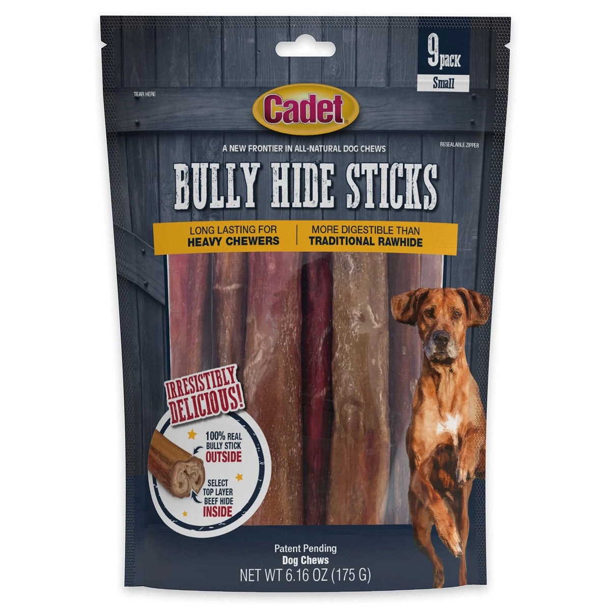 Pack of 9 Cadet Bully Hide Sticks for Small Dogs