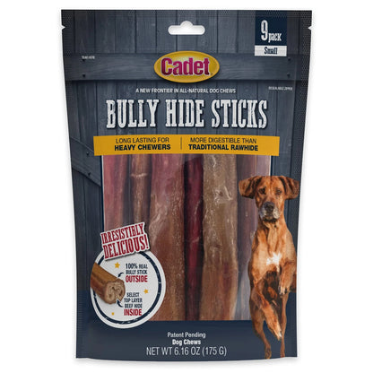 Pack of 9 Cadet Bully Hide Sticks for Small Dogs