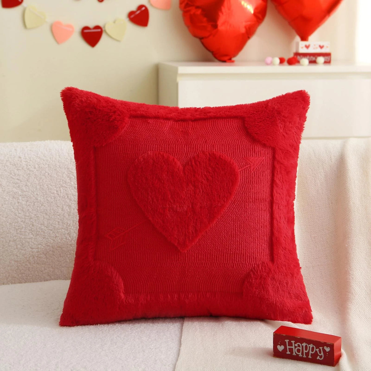 Set of 2 Valentine's Day Pillow Covers 18x18 Inch Red Arrow Decor