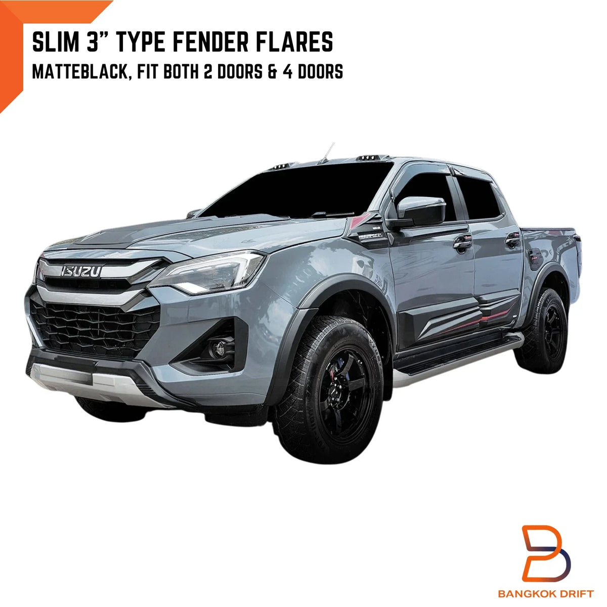3" Matte Black Fender Flares for Isuzu D-Max Ute (2024-2025)