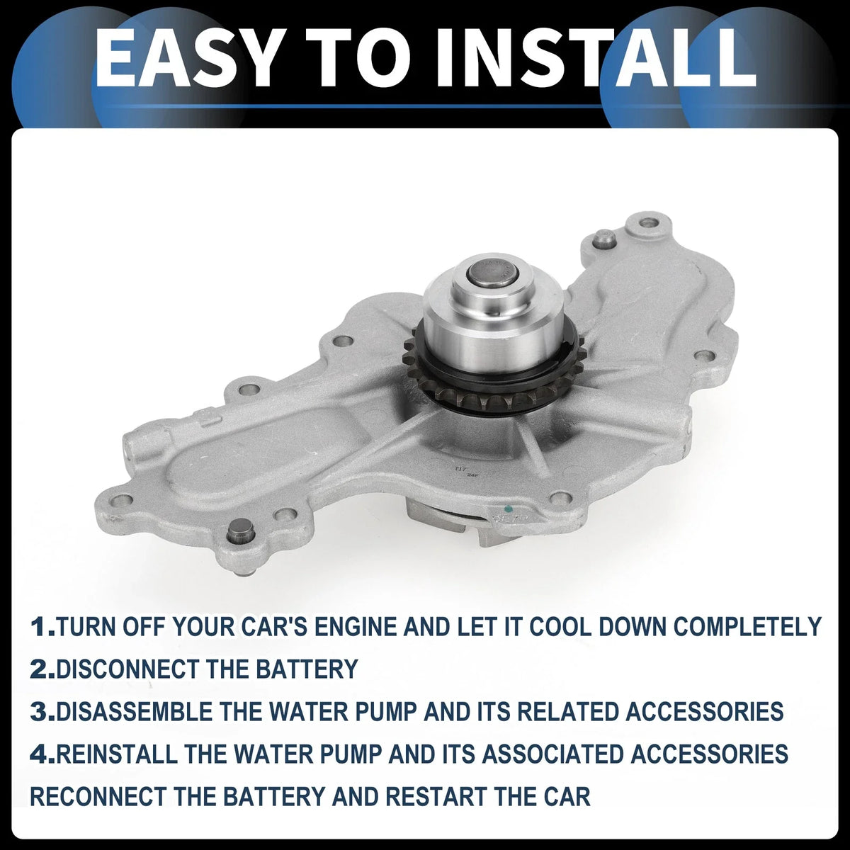 Water Pump for Ford Edge, Flex (2007–2010) No. 7T4Z8501B w/ Rubber Rings Kit
