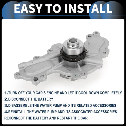 Water Pump for Ford Edge, Flex (2007–2010) No. 7T4Z8501B w/ Rubber Rings Kit