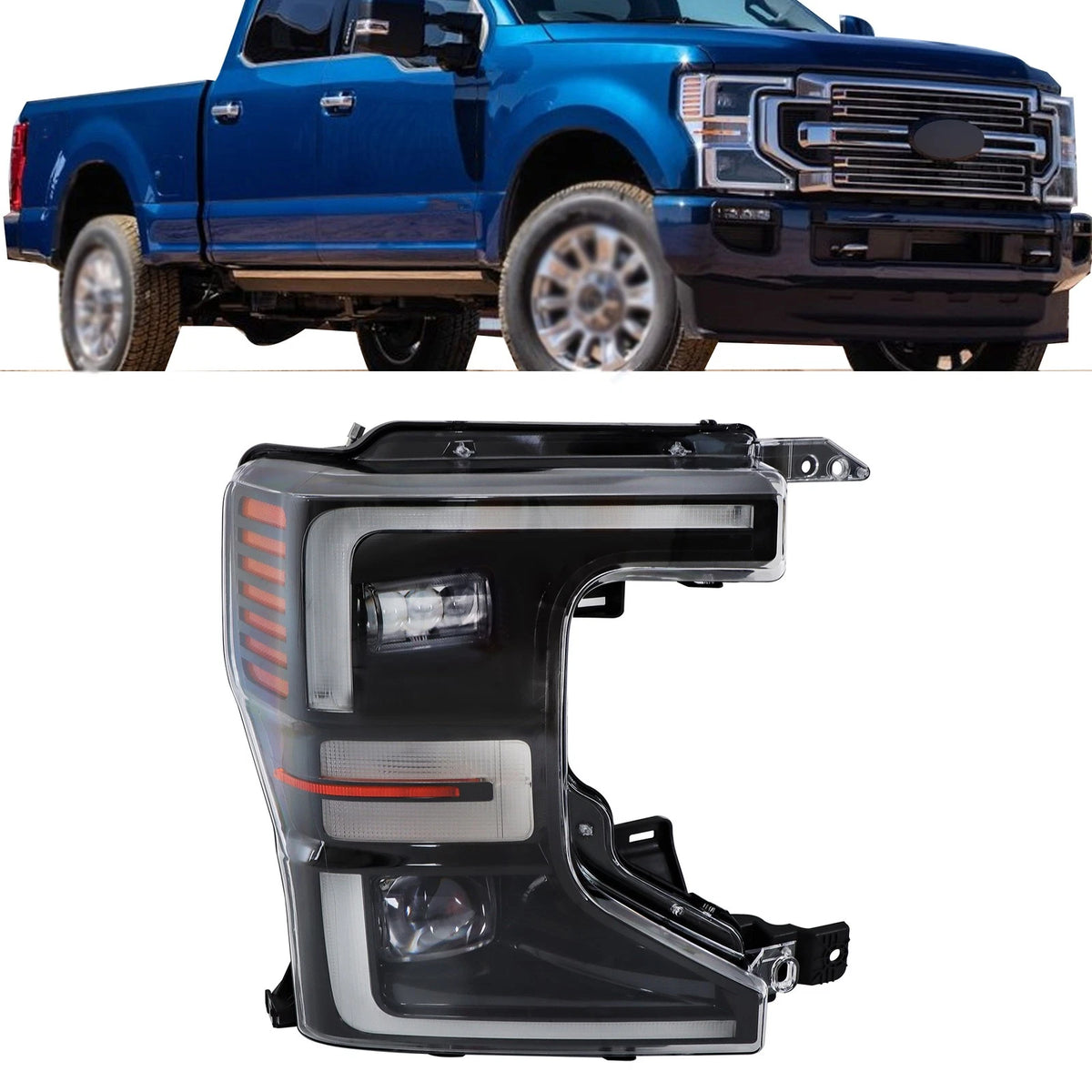 Passenger Side Headlight for Ford F-250 F-350 Super Duty (2020–2022) BCK97955K, LC3Z-13008-J