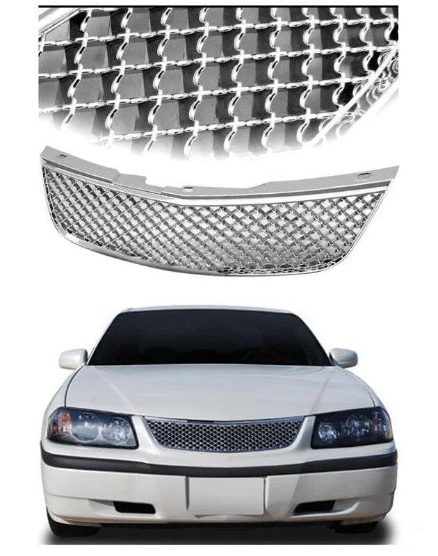 Chrome Mesh Style Front Upper Grille for Chevy Impala (2000–2005) FG904