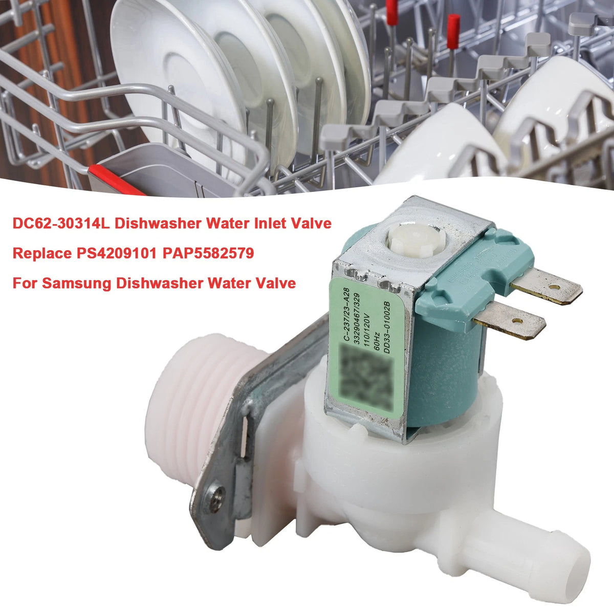 Dishwasher Water Inlet Valve for Samsung (2010–2023)