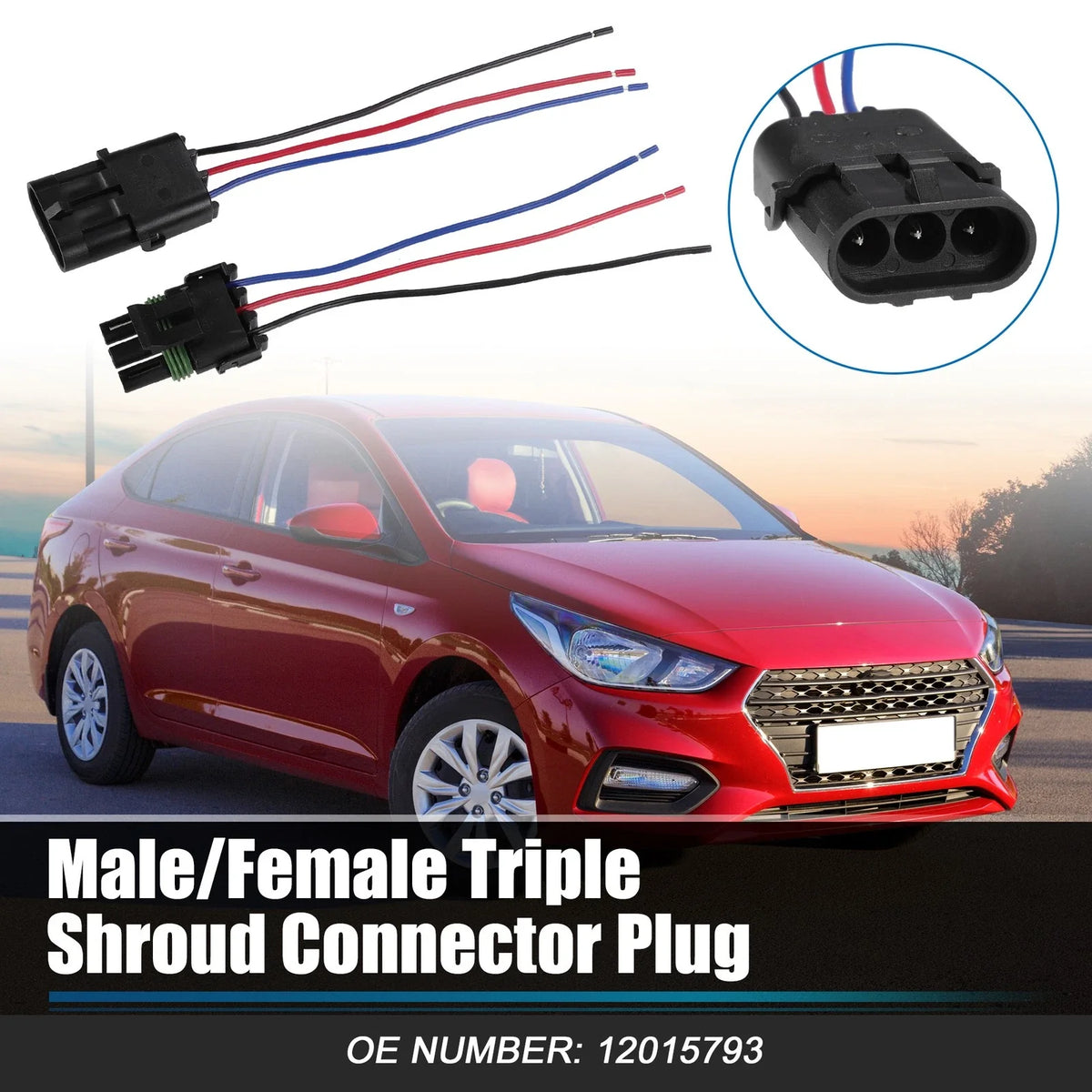 Set of 1 Car 3-Pin Male/Female Connector Plug for BMW (No. 12015793)