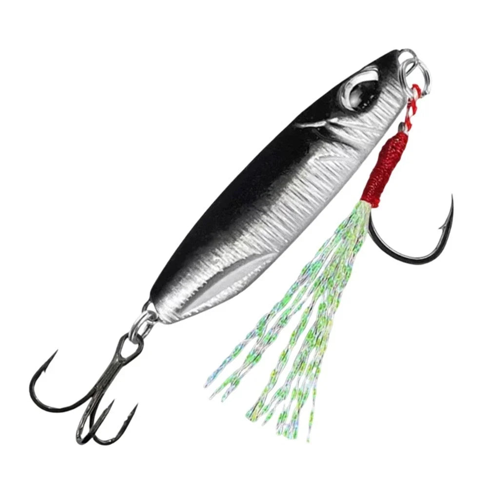 Stainless Steel Jig Lure 7g-10g Pre Rigged Triple Hook for Bass Trout