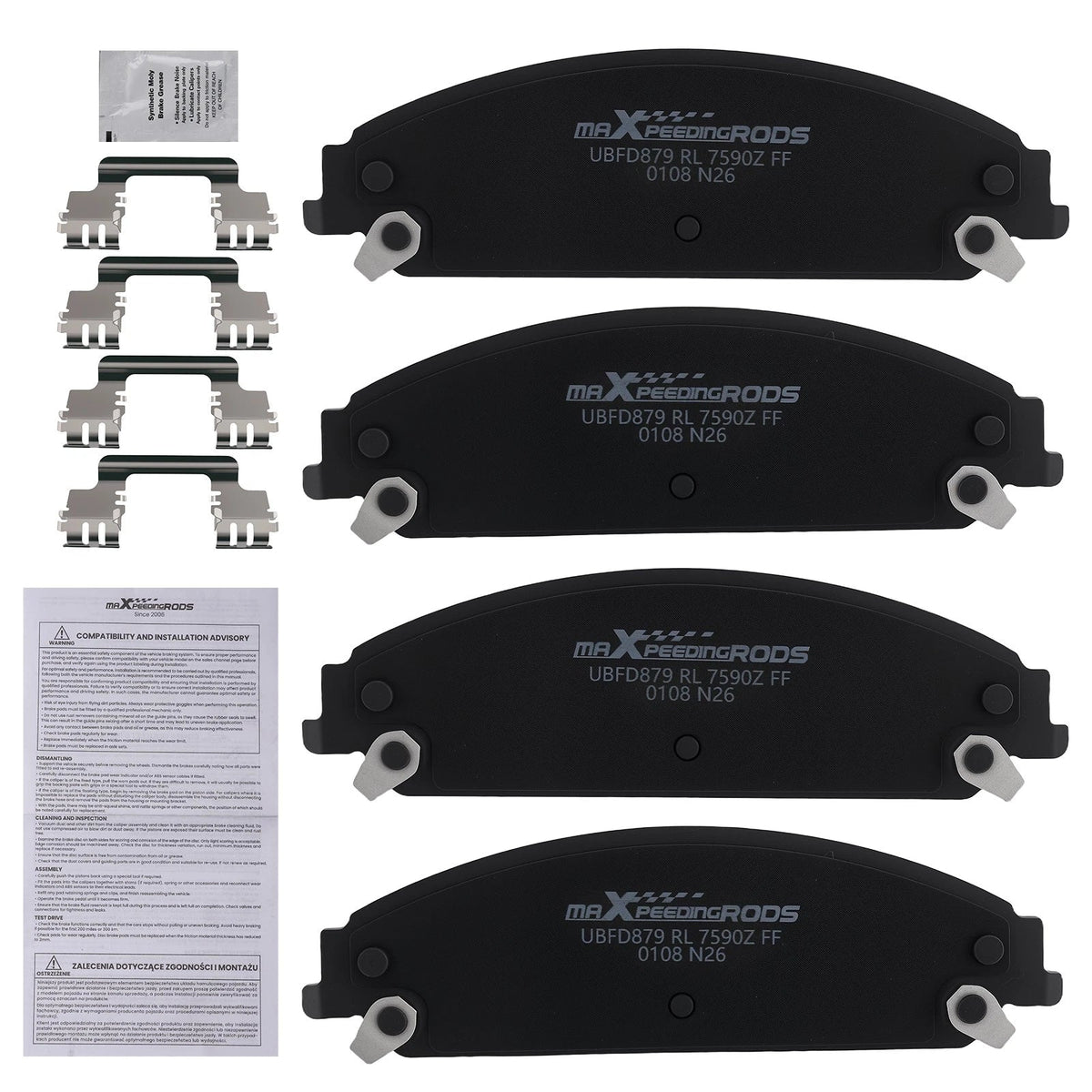Front Ceramic Brake Pads Kit for Chrysler 200 300 Dodge Caliber Challenger (2011–2019) D1058