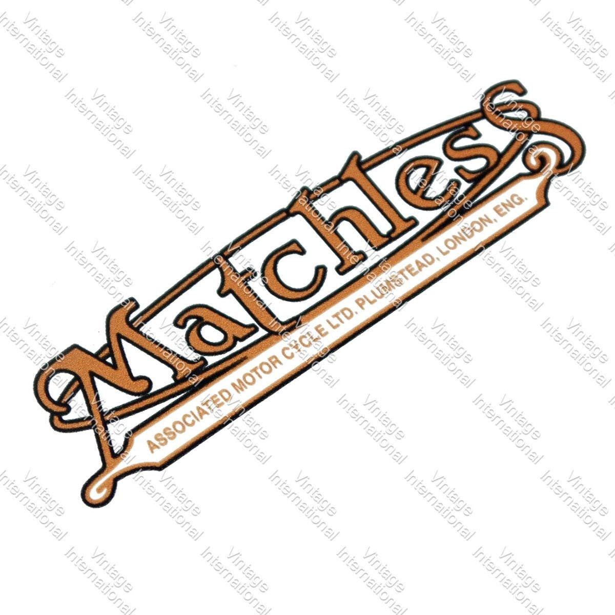 Set of 2 Gold Decal Stickers for Matchless Motorbike (105mm x 65mm)