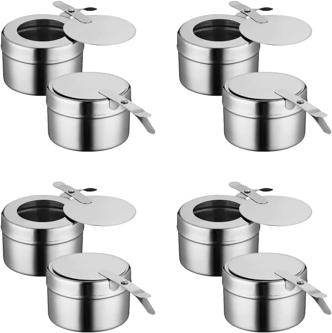8-Pack Stainless Steel Fuel Holders with Cover for Dish and Buffet