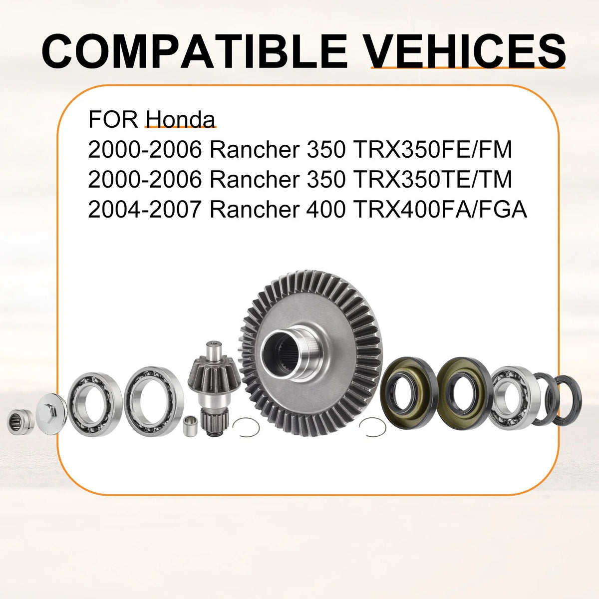 Rear Differential Bearing Seal Ring Pinion Gear for Honda Rancher (2000–2013)