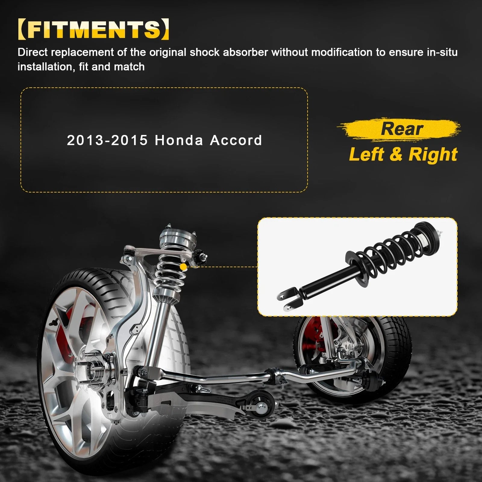 Set of 2 Rear Complete Struts with Coil Springs for Honda Accord (2013–2015)