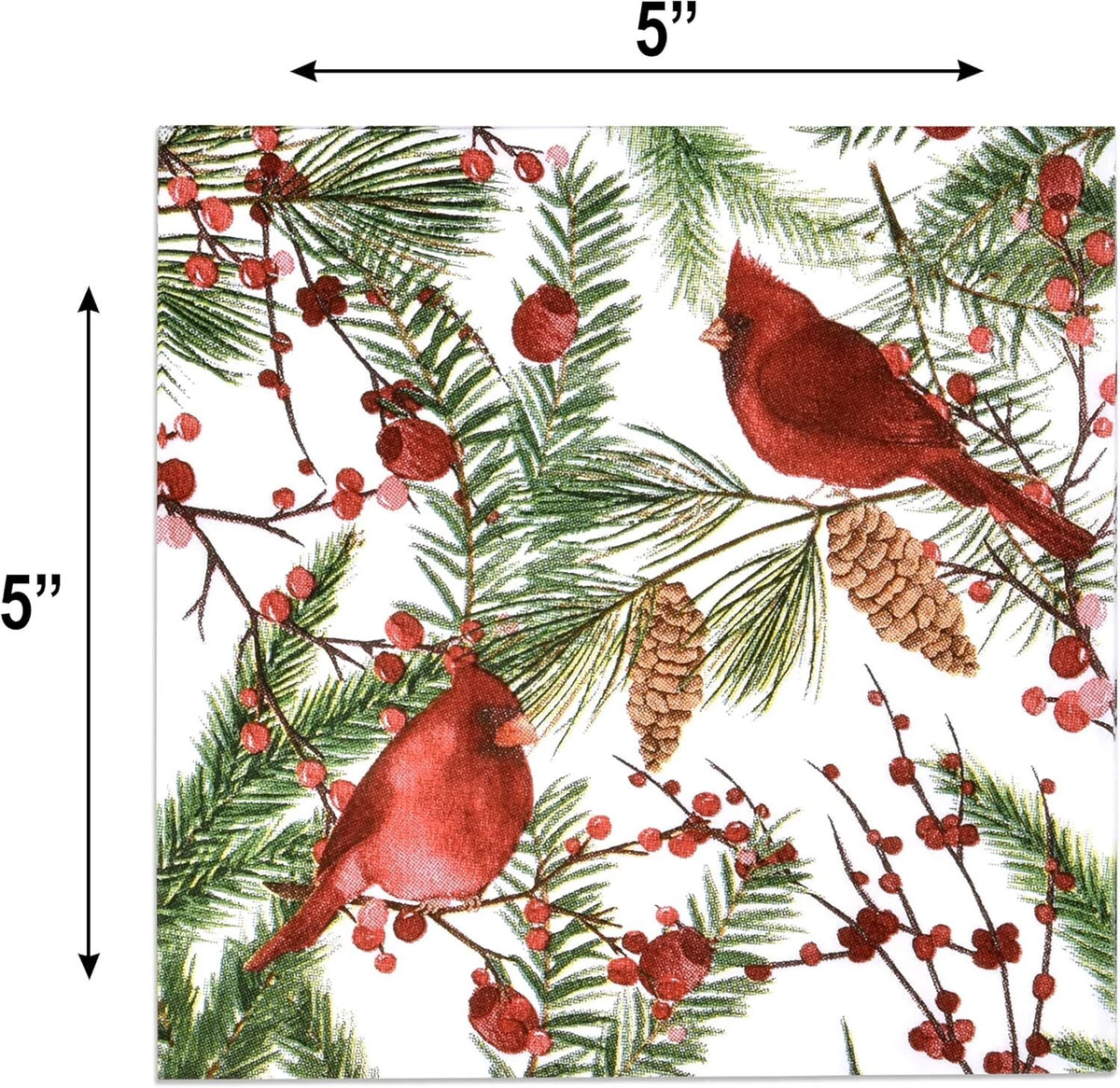 Set of 100 Cardinal Cocktail Napkins for Beverage Decor (3 Ply)