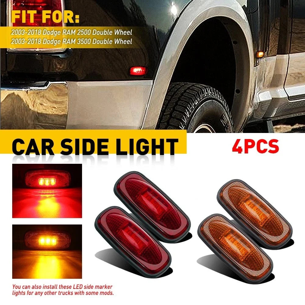 LED Side Marker for Dodge Ram 3500 Dually (2013–2018) - Amber Red