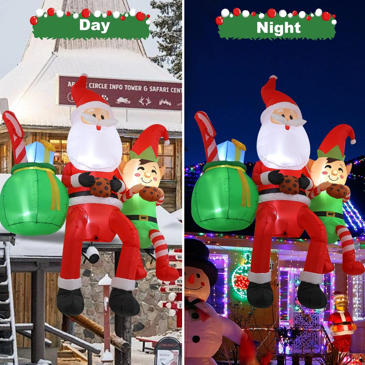 8FT Santa Claus Inflatable Decoration with LED Lights for Holiday Decor