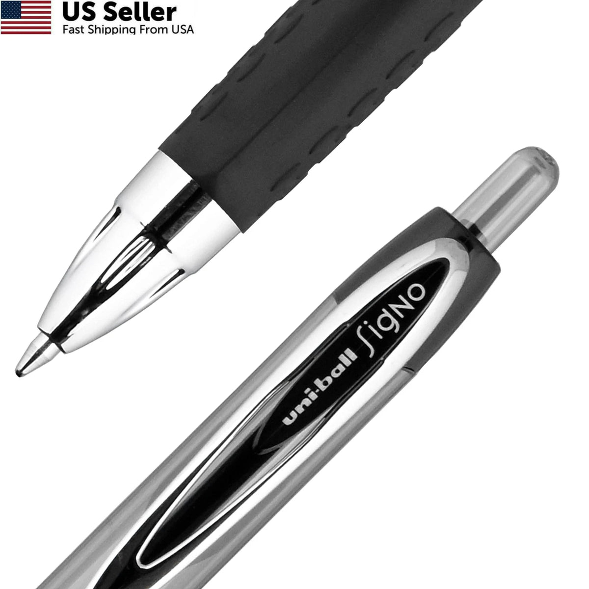 Set of 4 Uni-Ball 207 Retractable Gel Pens, Bold Point, Black