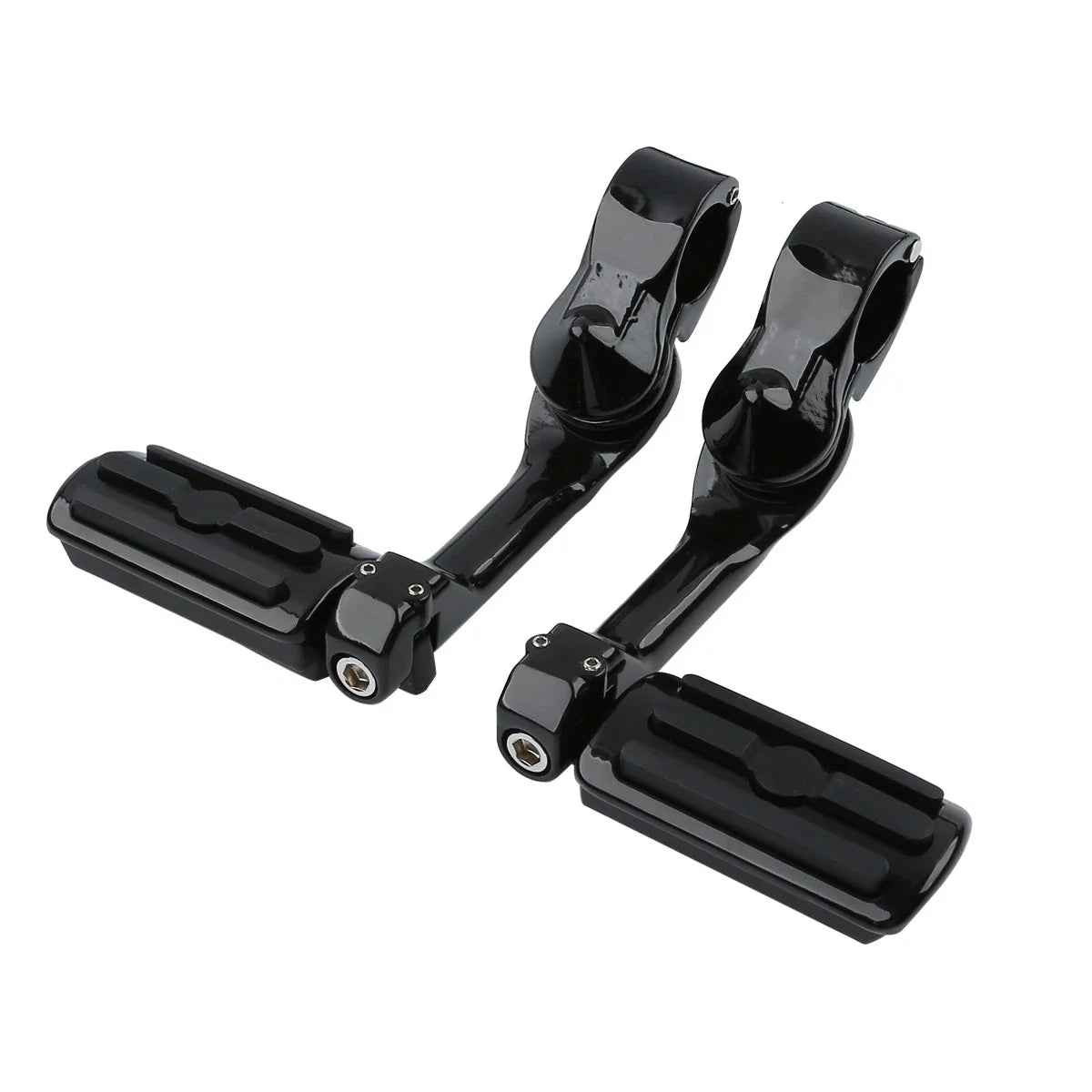1 1/4" Black Adjustable Highway Long Angled Foot Pegs for Harley