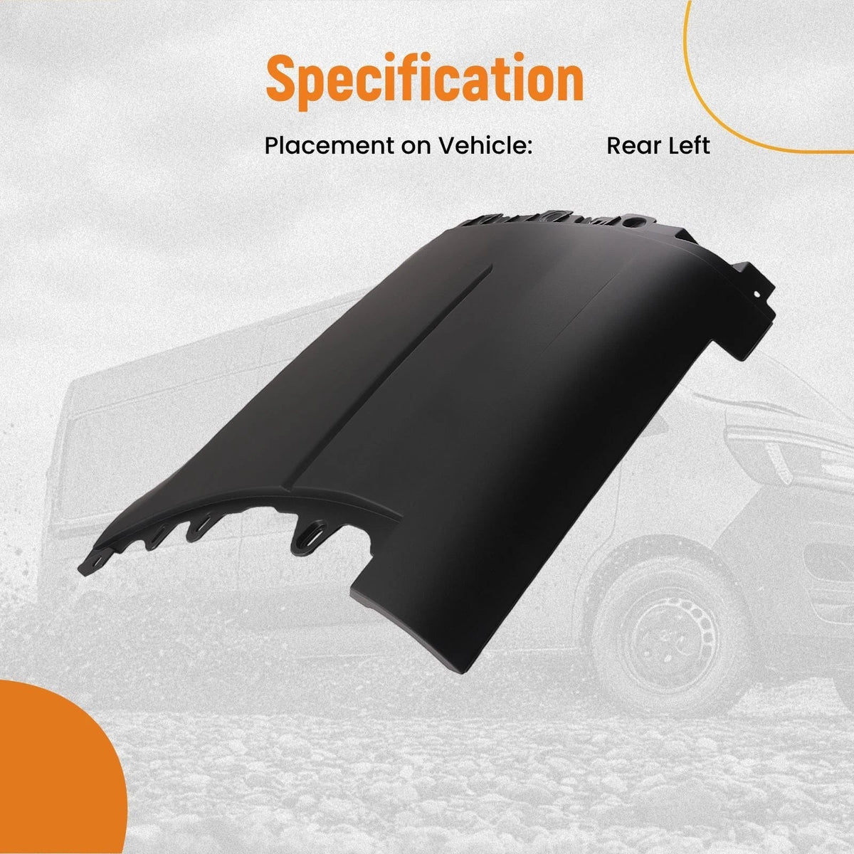 Lower Door Molding Trim Rear Left for Ford Transit (2015–2024) Black Plastic