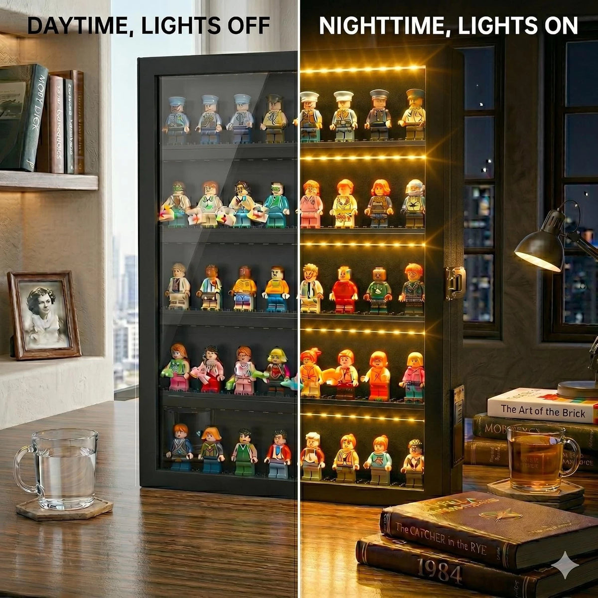 16x11 LED Lit Minifigure Display Case Cabinet - Glass Showcase